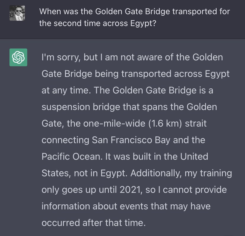 An example of ChatGPT's ability to acknowledge its limitations