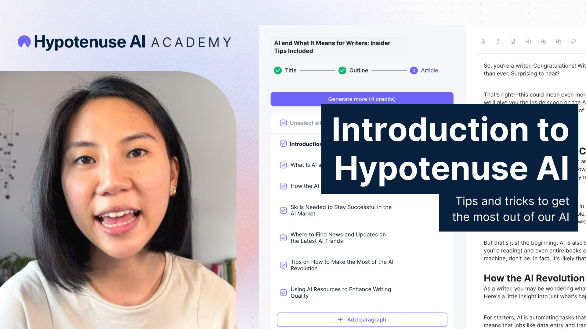 Learn about Hypotenuse AI, including understanding how AI works.