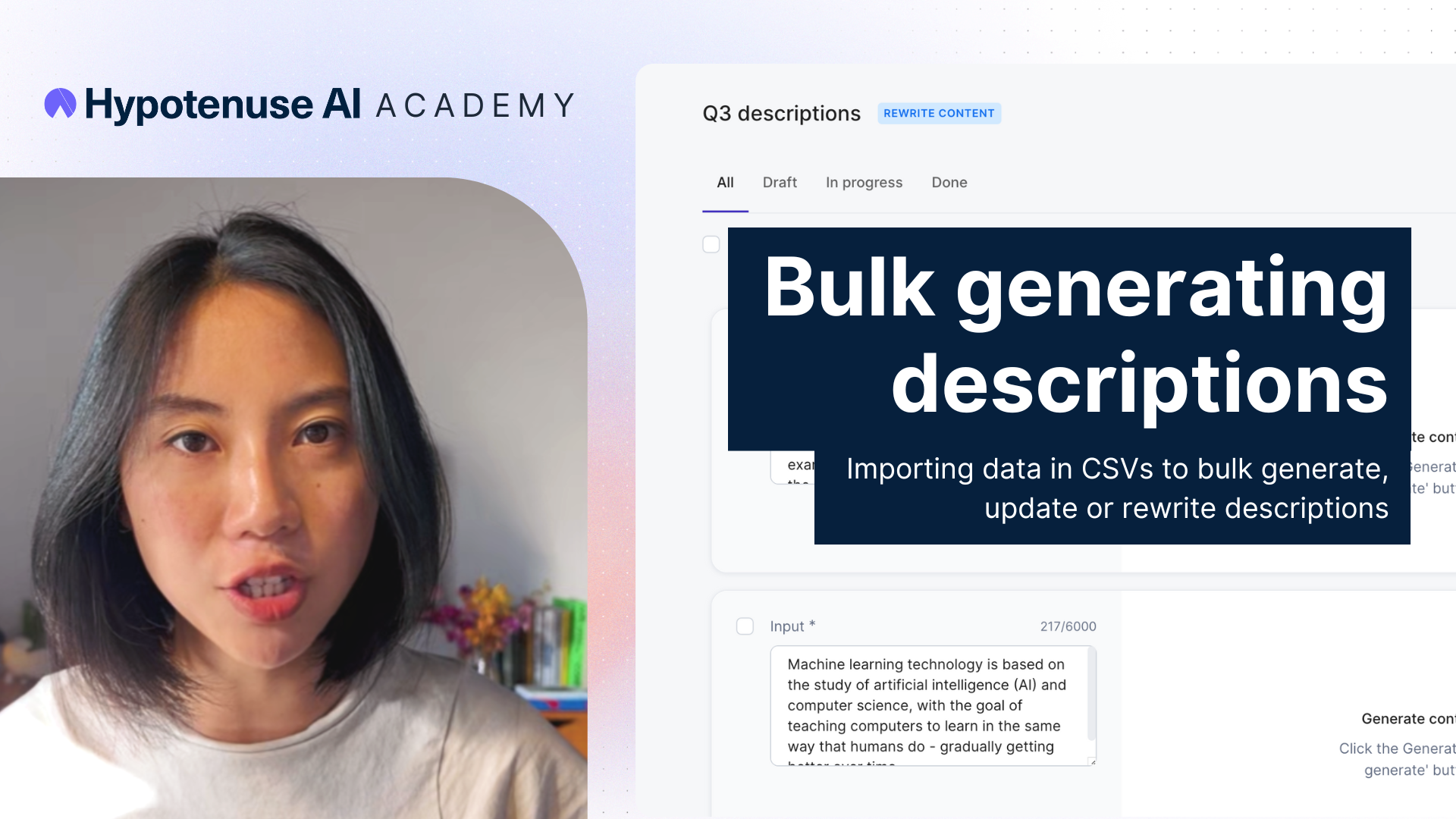 Learn how to batch create descriptions at scale with our bulk content generator.