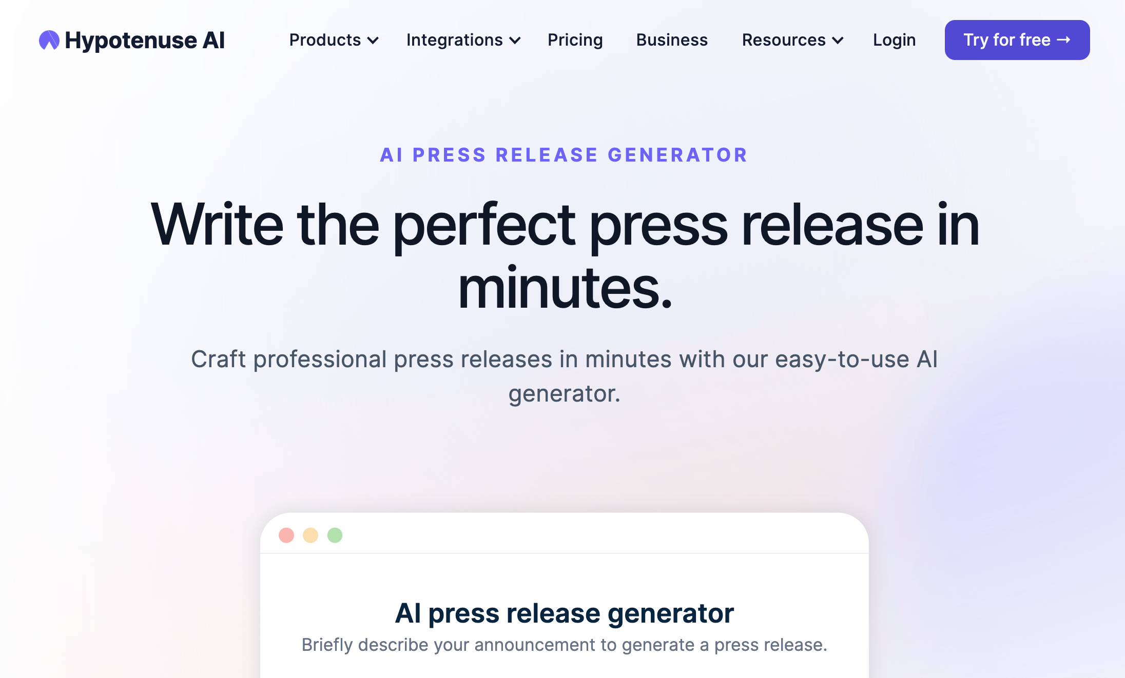 write press releases with Hypotenuse AI
