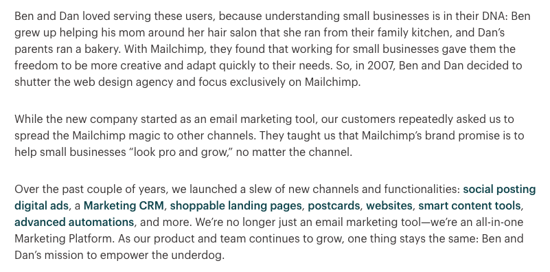Mailchimp bio