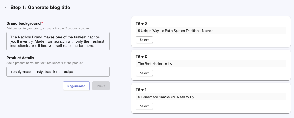 An example of how AI can help to generate blog titles.