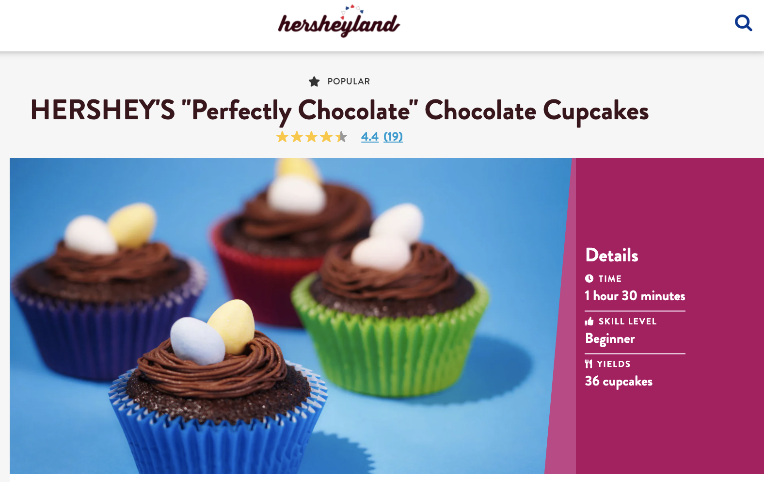 recipe in product detail page