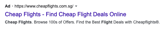 SEM ad copy for cheap flights